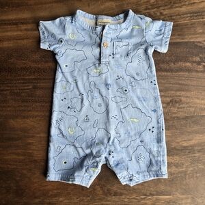 First Impressions Blue Baby Alligator And Turtle Romper Size 3-6 Month